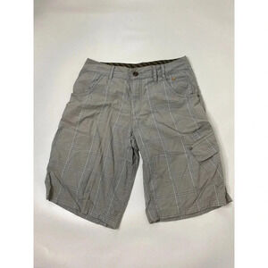 Lululemon Kahuna Cargo Shorts Mens 34 Beige Plaid Lightweight Stretch